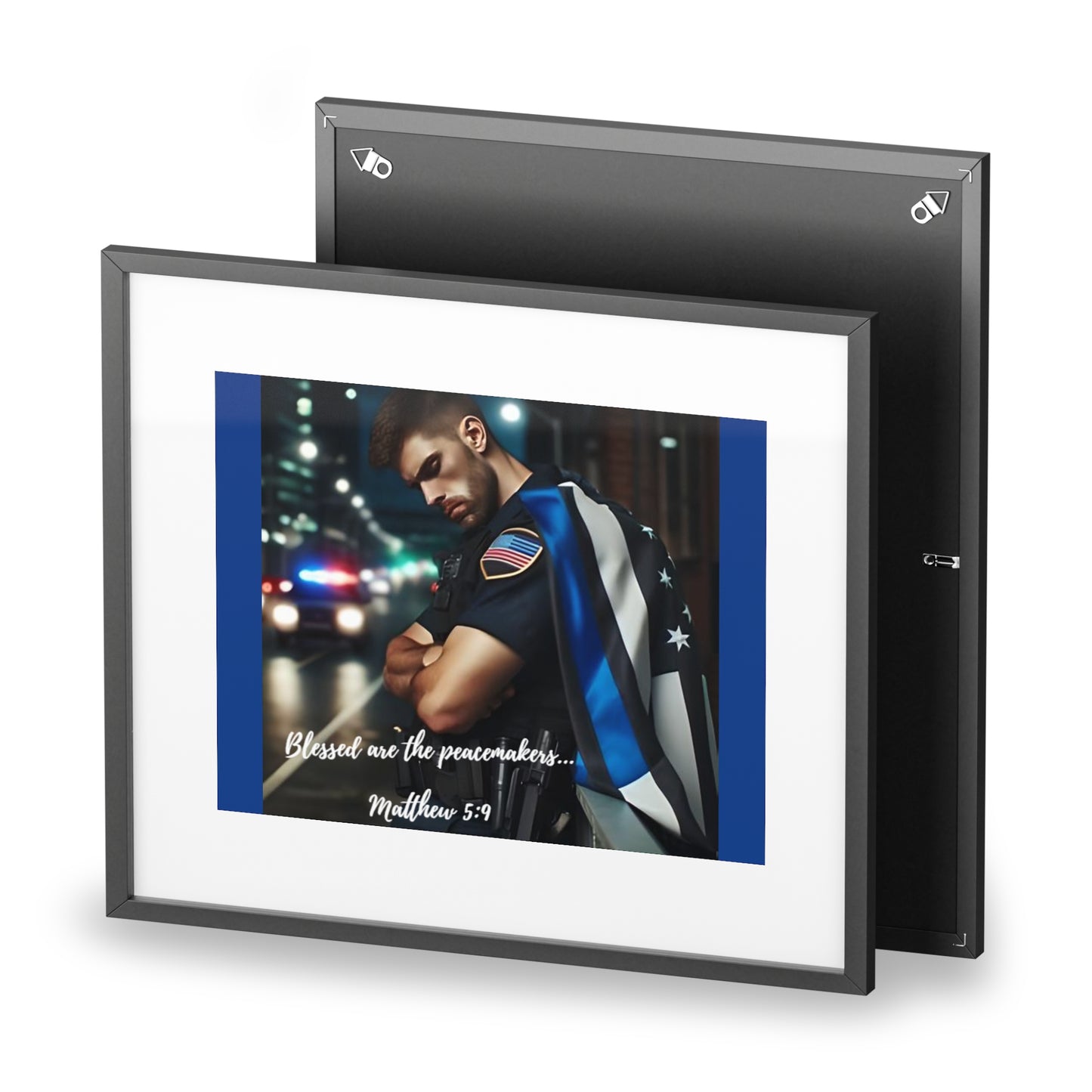 Framed Poster - Law Enforcement/Patriotic Wall Art - "Blessed are the Peacemakers" Home/Office Decor
