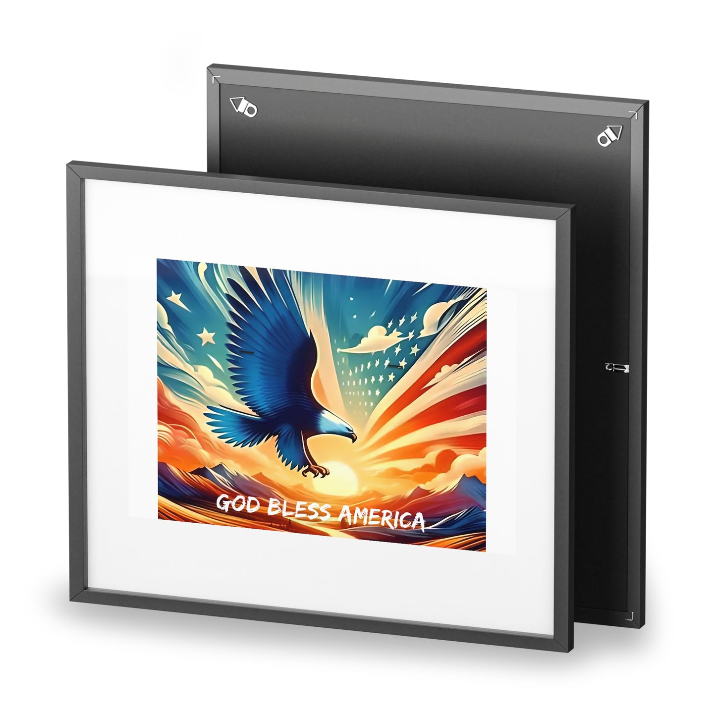 Patriotic Wall Art - American Eagle profile - "God Bless America", Home/Office Decor