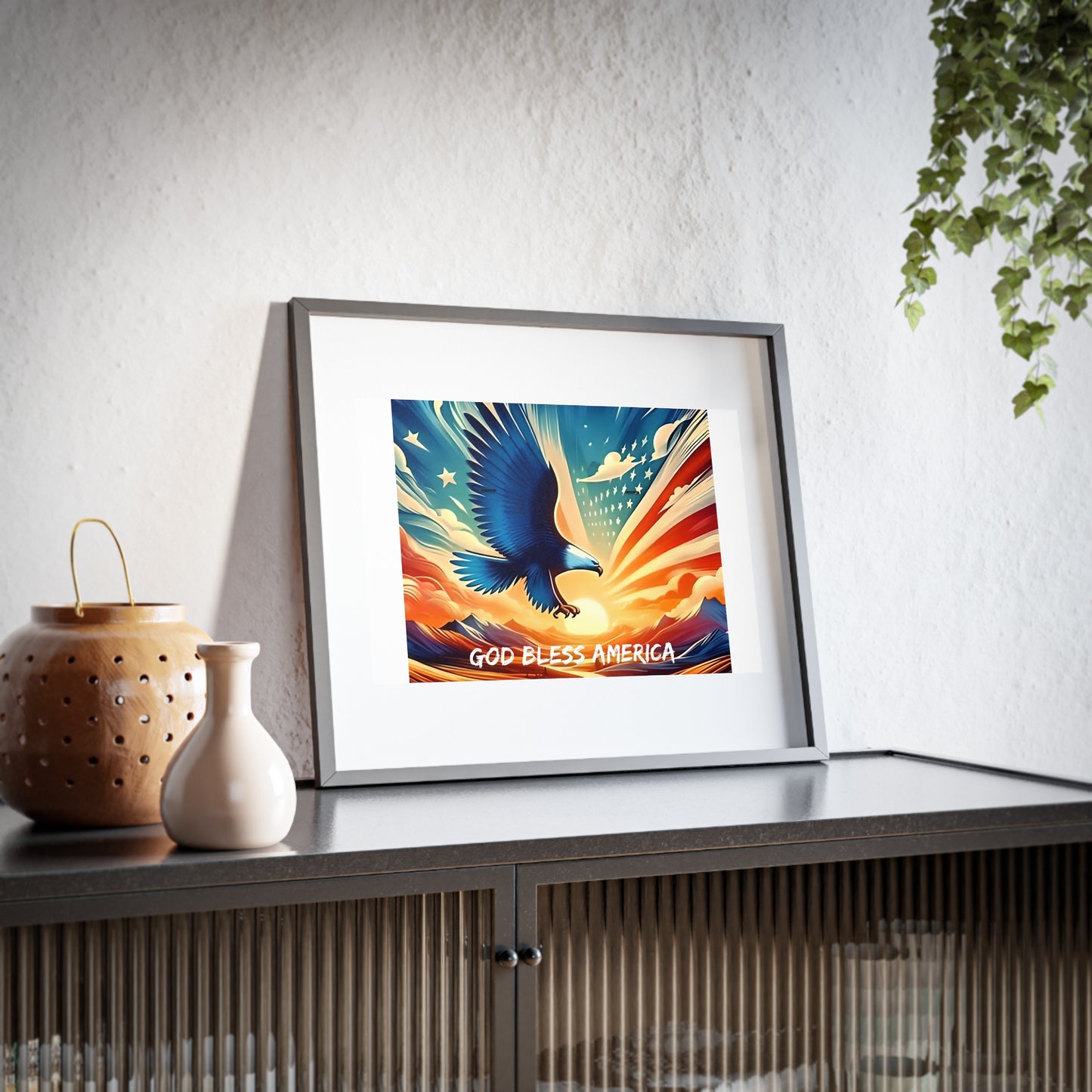 Patriotic Wall Art - American Eagle profile - "God Bless America", Home/Office Decor