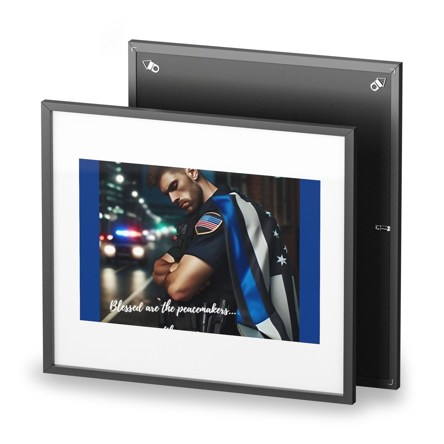 Framed Poster - Law Enforcement/Patriotic Wall Art - "Blessed are the Peacemakers" Home/Office Decor