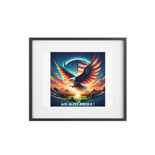 Patriotic Wall Art - American Eagle "God Bless America", Home Office Decor