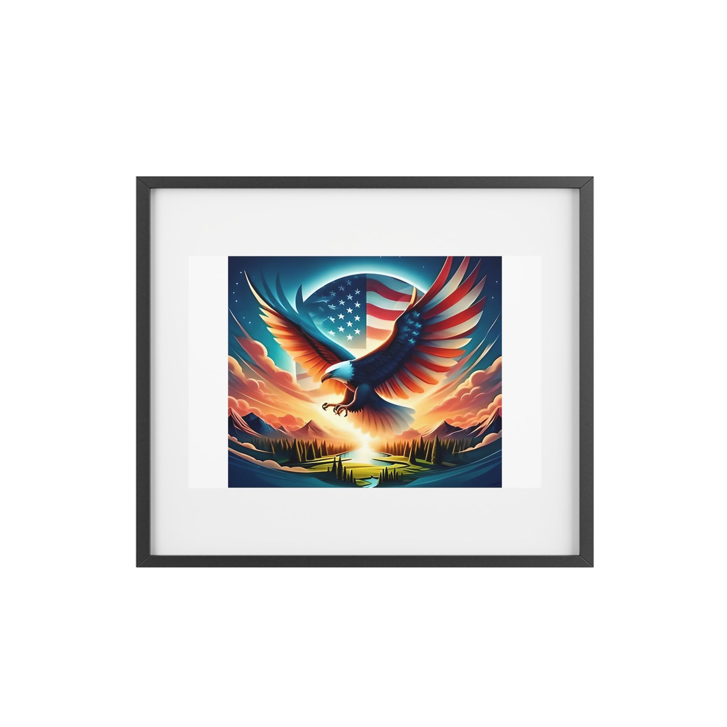 Patriotic Wall Art - American Eagle "God Bless America", Home Office Decor