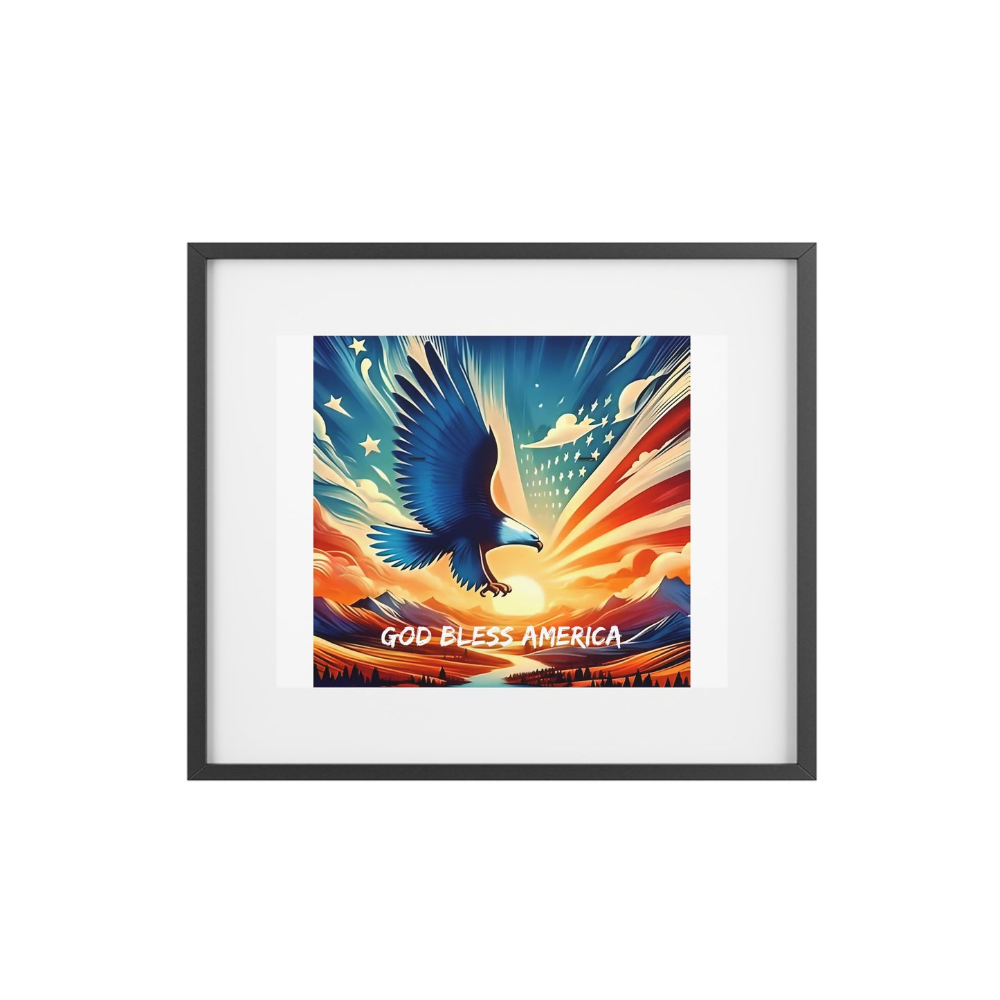 Patriotic Wall Art - American Eagle profile - "God Bless America", Home/Office Decor
