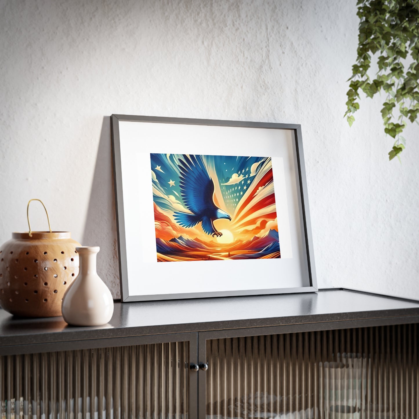 Patriotic Wall Art - American Eagle Profile Framed Poster, Home/Office Decor