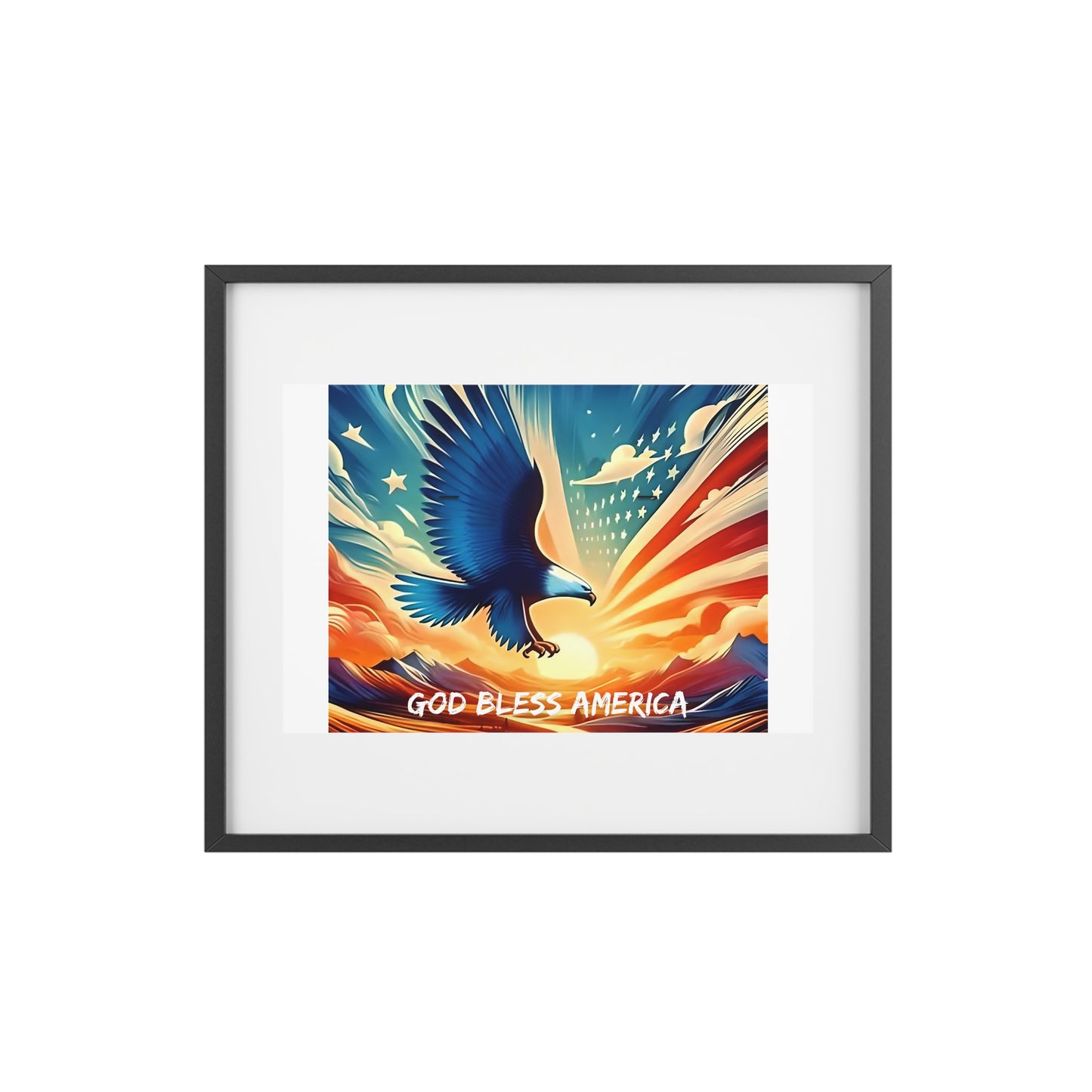 Patriotic Wall Art - American Eagle profile - "God Bless America", Home/Office Decor