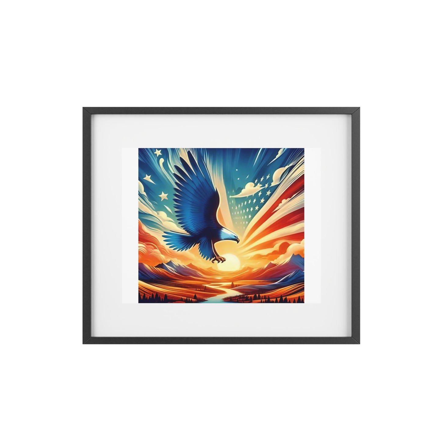 Patriotic Wall Art - American Eagle Profile Framed Poster, Home/Office Decor