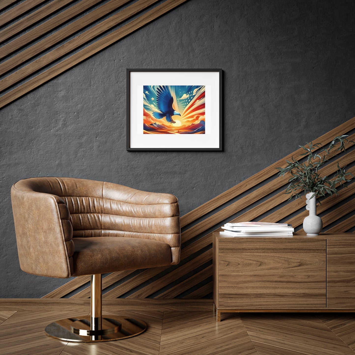 Patriotic Wall Art - American Eagle Profile Framed Poster, Home/Office Decor